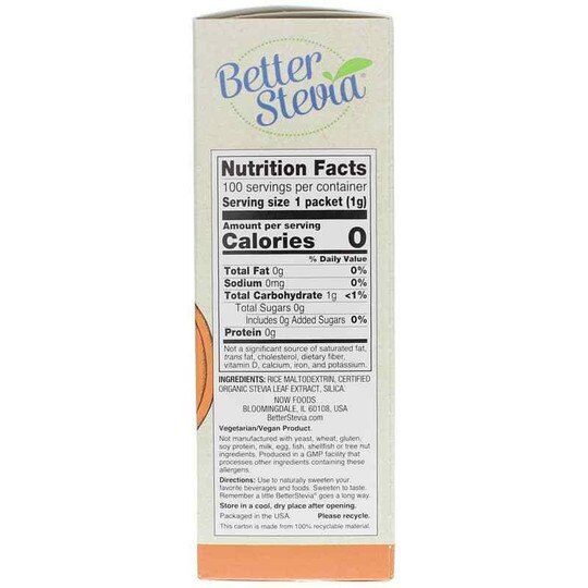 Better Stevia Sweetener Packets, NOW